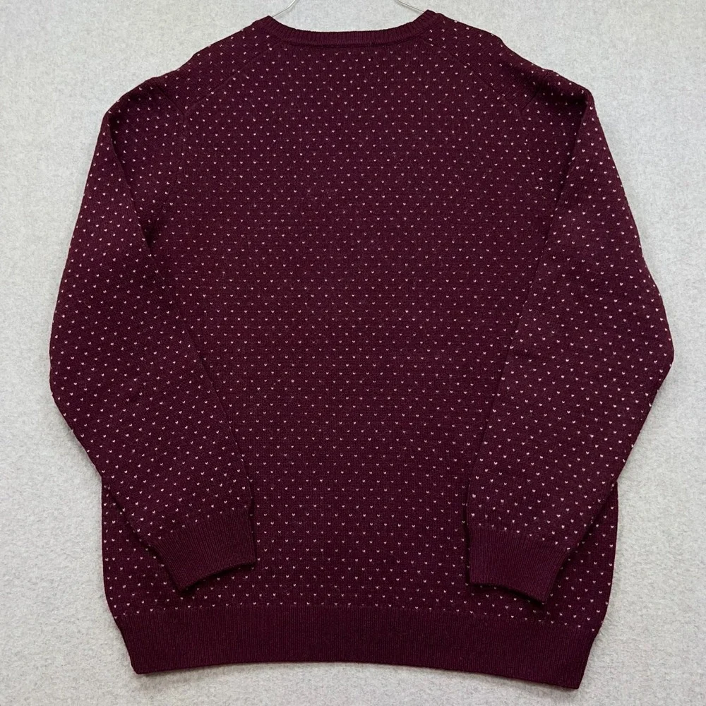 Brooks Brothers Sweater Men's XL Burgundy Italian Yarn Geometric Wool Blend Dad